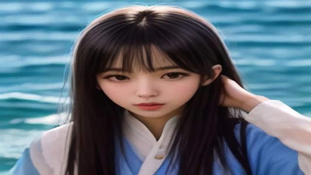 自由撰稿人在咖啡馆使用笔记本电脑，屏幕上显示海角社区内容检索界面，桌边放着一杯咖啡和采访笔记本